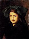A Portrait Of A Young Girl With A Bow In Her Hair by Jean-Jacques Henner